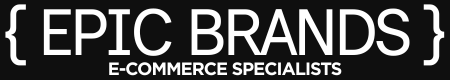 Logo of Epic Brands, an e-commerce specialist, on a black background.