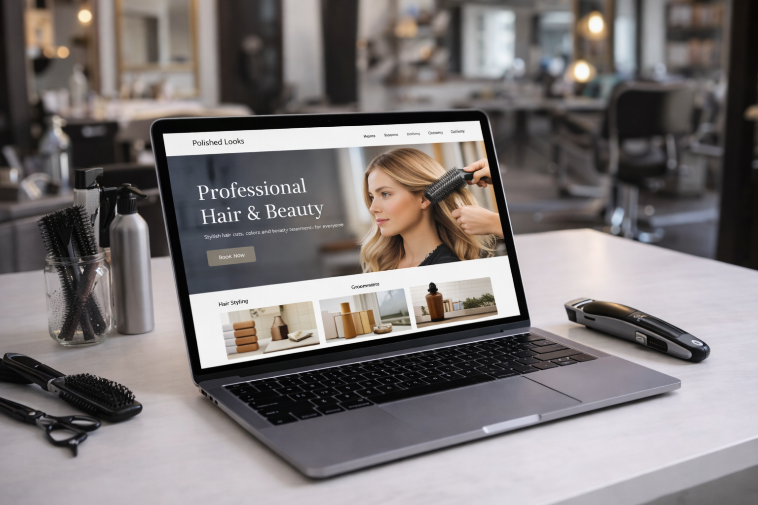 Salon website design with treatment pages, booking functionality and a clean premium layout