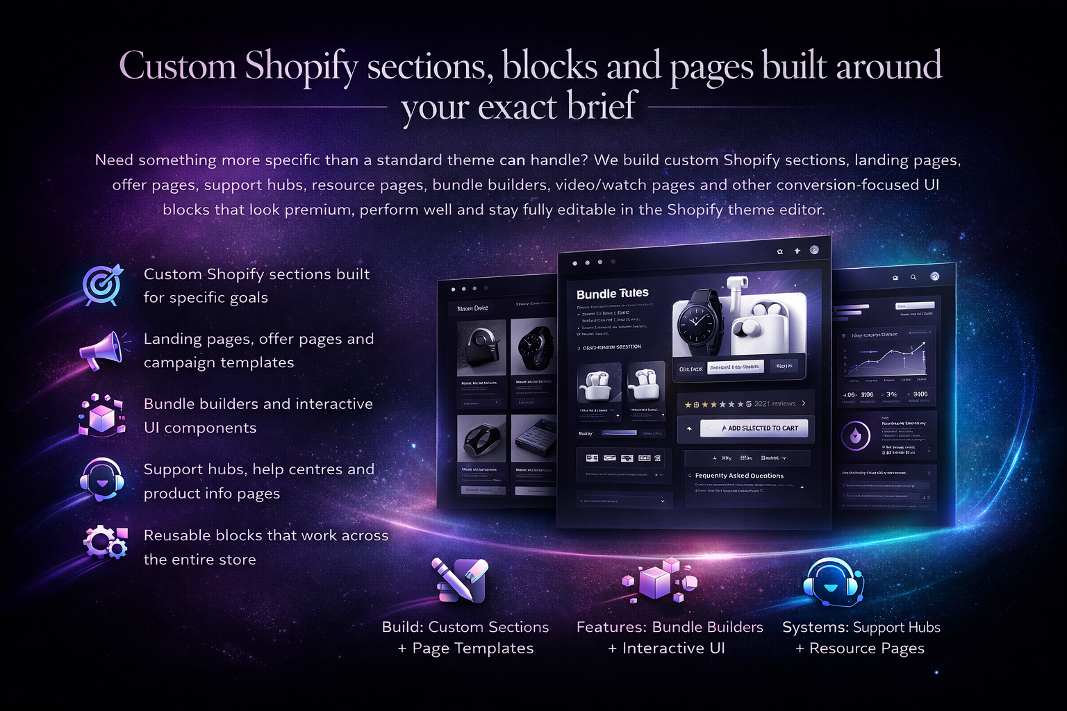 Custom Shopify section development and landing page builds