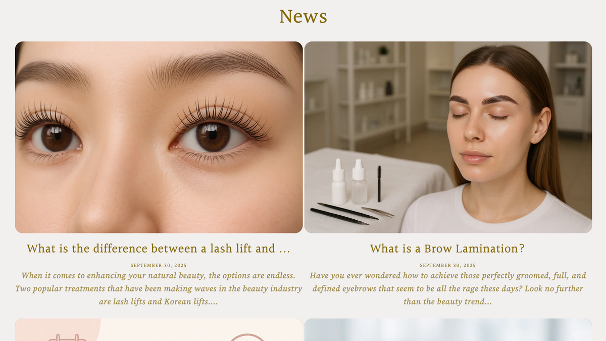 Custom beauty blog page showing SEO-focused content structure with treatment guides, skincare advice and educational articles.