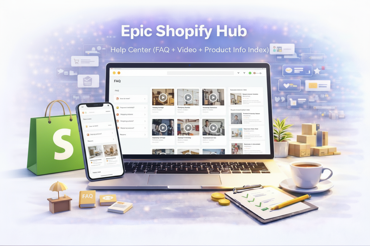 Epic Shopify Hub — Help Center (FAQ + Video + Product Info Index)