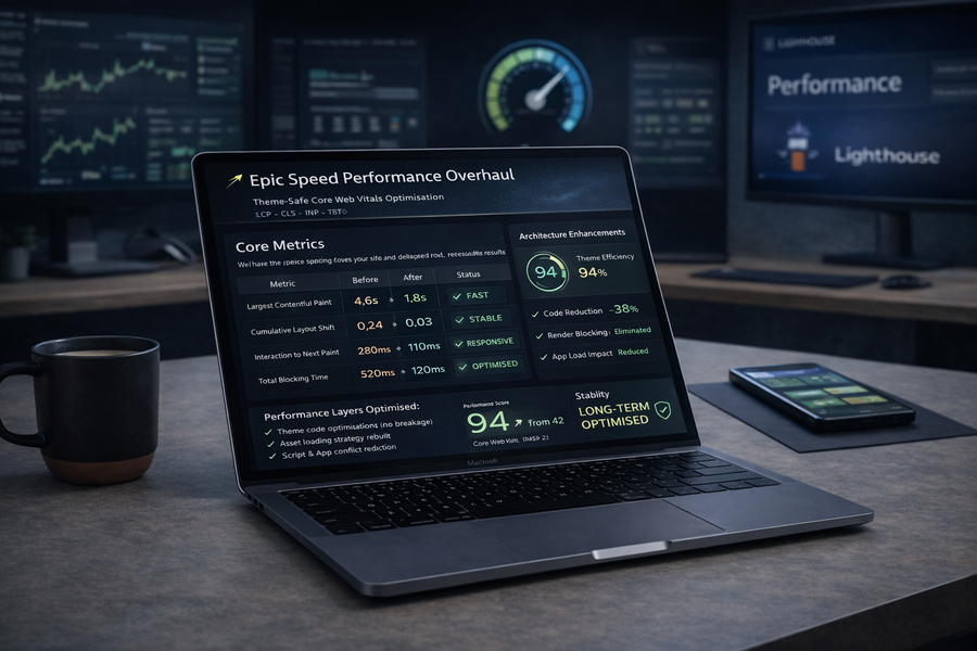Epic Speed & Core Web Vitals — Performance Overhaul (Theme Safe)