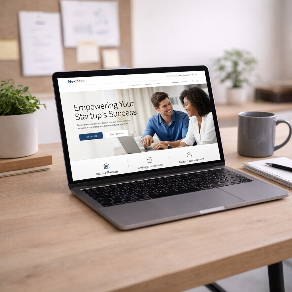 Startup business website homepage showing clear messaging, landing page structure and scalable site framework.